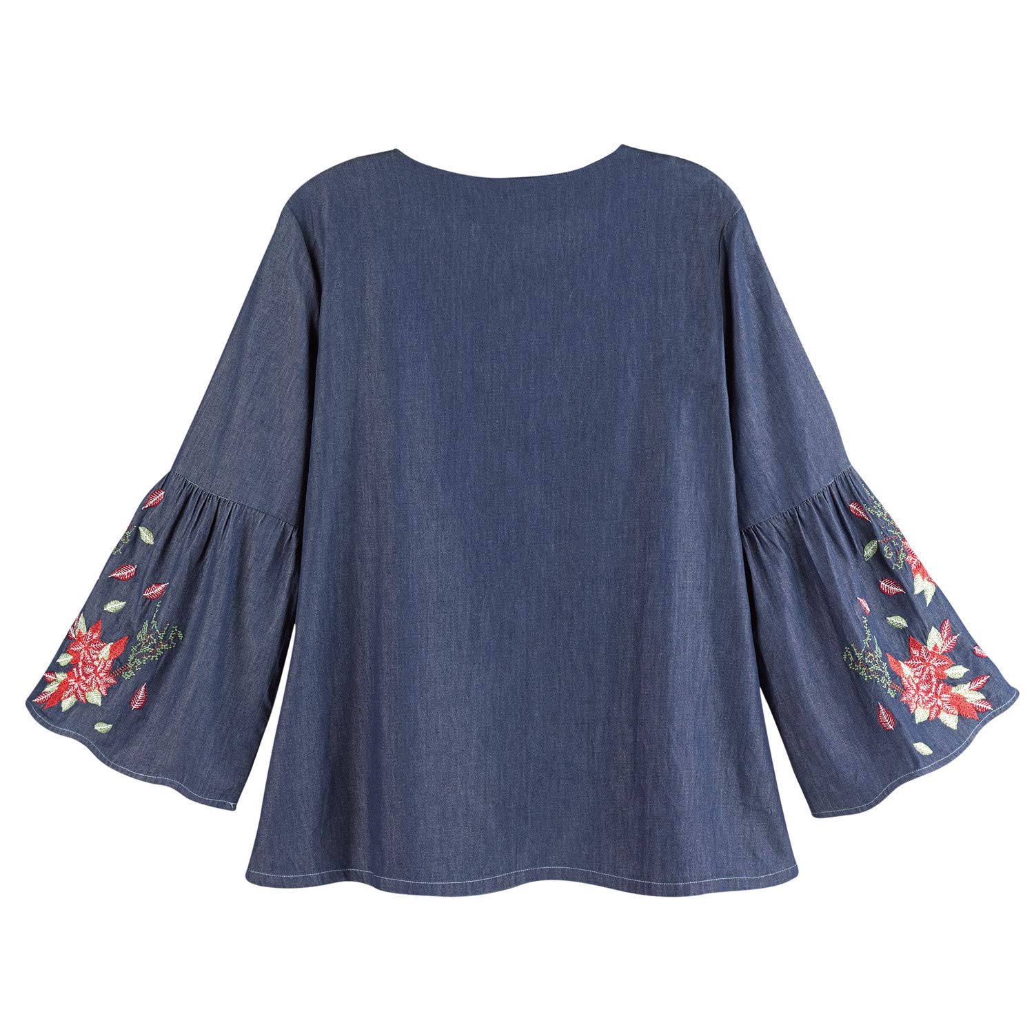 denim embroidered blouse