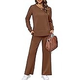 XIEERDUO Women's 2 Piece Lounge Sets Side Slit Outfits Wide Leg Tracksuit Comfy Loungewear Fashion Sweatsuit S-3XL