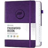 Password Book with Alphabetical Tabs, Hardcover Large Password Keeper, Password Notebook Organizer for Computer and Internet Address Website, Gifts for Home, Office, 7"x 10" - Purple