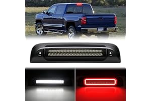 R&F Auto F1 Style Strobe LED Third Brake Lights Replacement for Silverado Sierra 1500 2500HD 3500HD 2014-2019 Roof Cargo Light High Mount Stop Lamp 3rd Brake Light Pickup Truck Smoked Lens