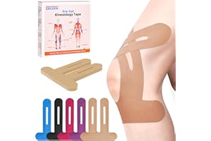 IEADEN Precut Kinesiology Tape for Knees, 20 Pcs - Knee Support & Stability, Knee Pain Relief Athletic Tape - Waterproof & Elastic, Breathable Hypoallergenic Latex-Free Tape, Beige