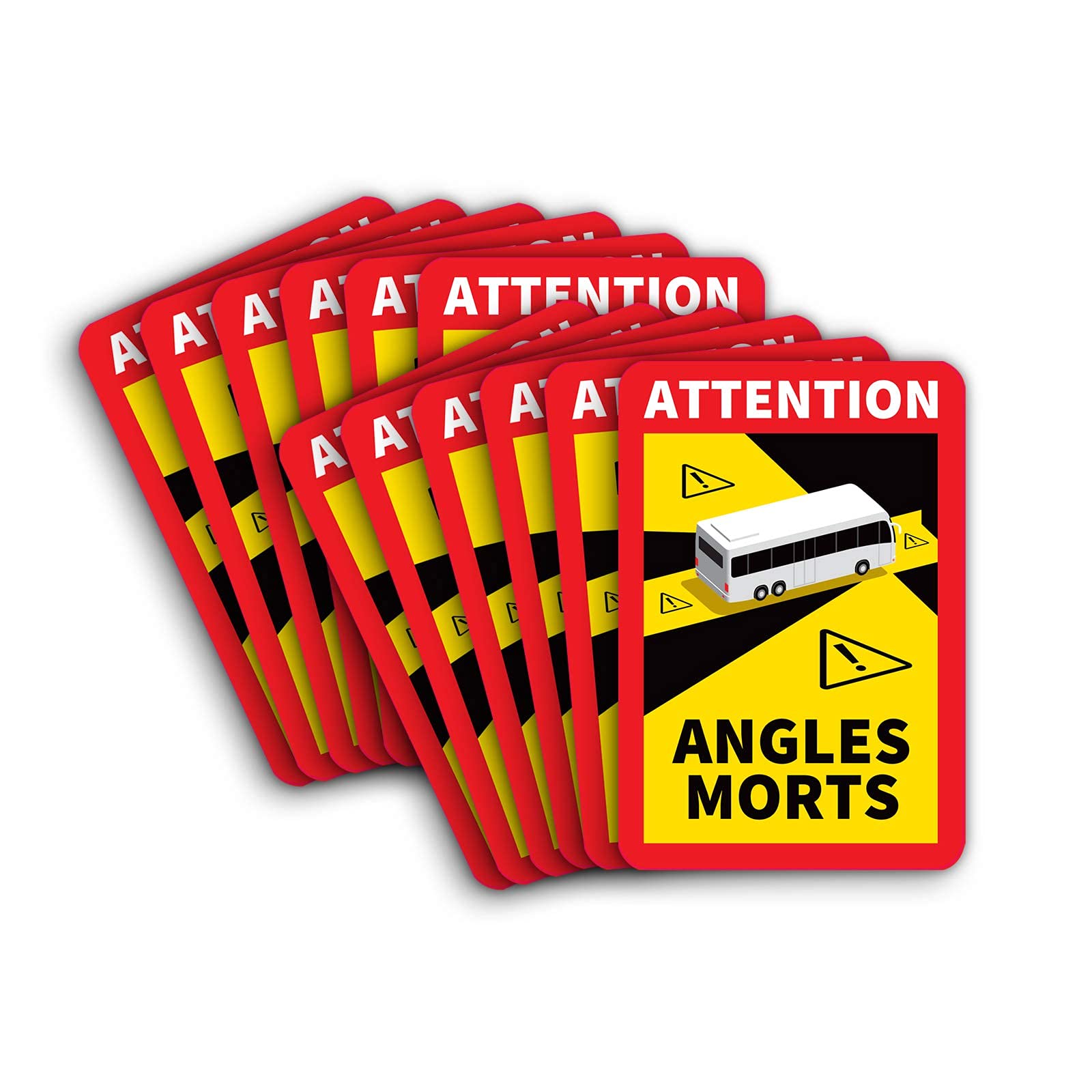 Pack of 12 Attention Angles Morts Magnetic Signs 25 x 17 cm Magnet for Bus and Caravan Warning Sign Sign France with UV Protection