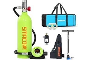 SMACO Mini Scuba Tank 1L Portable Diving Tank for for Underwater Breathing Reusable Scuba Diving Oxygen Cylinder Kit for Snor