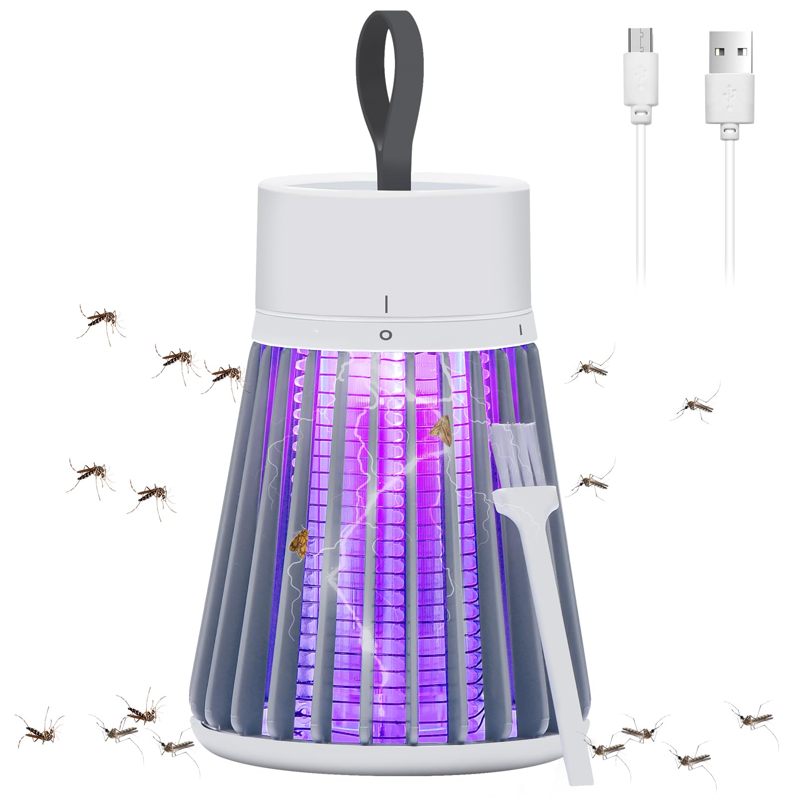 Photo 1 of Rechargeable Mosquito Zapper for Home & Camping - UV Purple Light Electric Insect Trap, USB Charging, Safety Grid, Indoor/Outdoor Bug Killer (Gray)