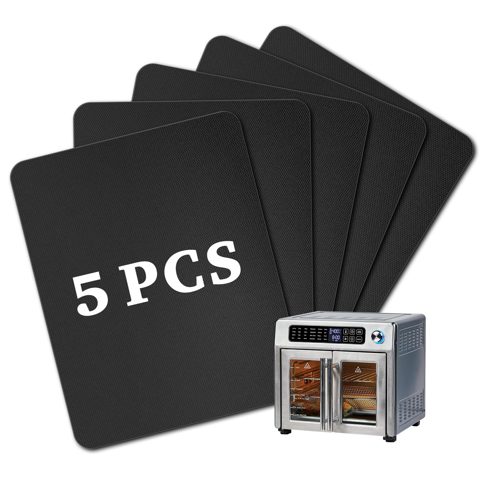 Photo 1 of 5 PCS Teflon Mats Oven Liner for Emeril Lagasse 26 QT French Door 360 Air Fryer, Reusable Air Fryer Liners for Emeril Lagasse Accessories