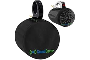 SOUNDCOVER Black Waterproof 600D Marine Wake Tower Speaker Covers – Small (H 7.9" x W 7.9" x D 8.3") – Heavy-Duty Protection for Marine, ATV, and Wakeboard Tower Speakers