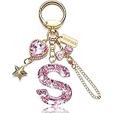 Initial Letter Keychain Gift for Women Girls Bling Cute Backpack Car Key Cup Heart Charms Accessories
