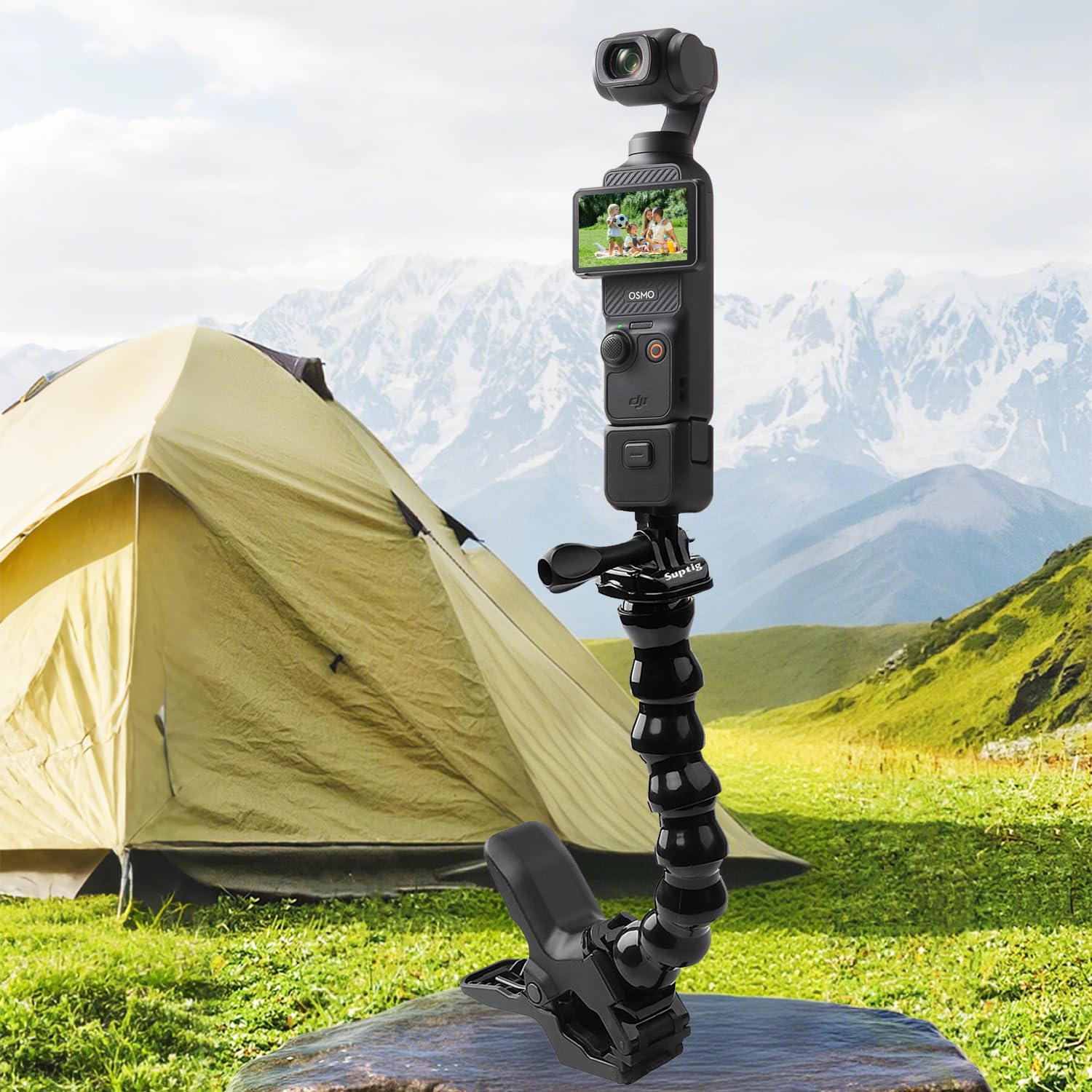 Suptig Jaws Flex Clamp Mount Gooseneck Mount for GoPro Hero 13 Hero 12 Hero 11 Hero 10 Hero 9 Hero 8 Hero 7 Hero 6 Hero 5 Hero 4 Session Hero 3+ Hero 3 Akaso EK7000 DJI osmo Arlo Action Camera.