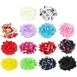 28pc (14 Pairs) 2.25" DIY Shabby Chiffon Fabric Hair Flowers, Color May Vary. Toss in the Dryer for 2 Minutes to Fluff Up