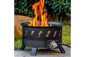 EcoNook 17.3 inch Portable Propane Fire Pits, Gas Fire Pit Bowl for Outside with Lid & Handle, Smokeless Gas Firebowl,Propane Firepit for Camping, Patio, Yard, Garden