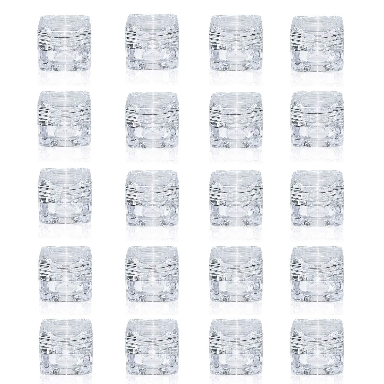 20 Pieces Cosmetic Containers,5 Gram/5 ML Makeup Sample Pots Square Leak-Proof Cream Lip Balm Bottle Small Acrylic Jars with Lids for Eyeshadow, Beads, Nail Accessories