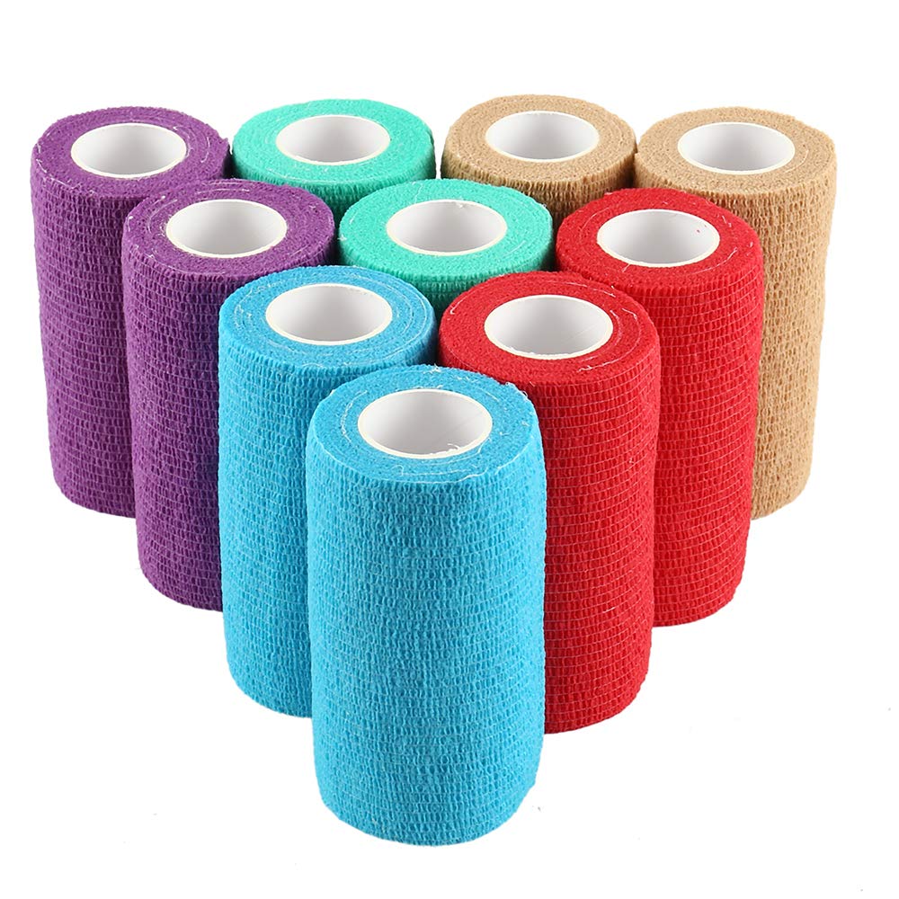 10 Rolls 7.5CM Self Adherent Bandage Cohesive Bandage Elastic Adhesive Bandage Tape First Aid Pet Cohesive Wrap Bandages for Wrist, Ankle Sprains & Swelling