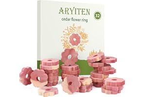 Aryiten Cedar Blocks for Clothes Storage, 32 Pack Cedar Rings, Aromatic Scent Cedar Planks for Clothes Storage Closets Clothes Hangers and Drawers Freshener Protection & Control