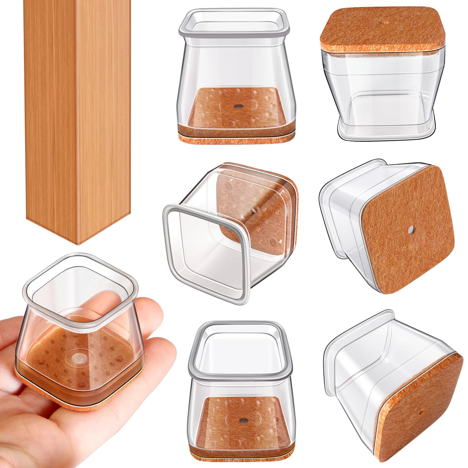 Photo 1 of Chair Leg Floor Protectors Square, Silicone Chair Leg Protectors for Hardwood Floors, Chair Leg Caps Covers Protect Wooden Floors from Scratching 20 Pcs X-Large (Fit:1-5/8" ~ 2")