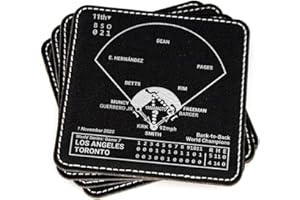 PLAYBOOK PRODUCTS Greatest Dodgers 2025 World Champions Plays: Leatherette Coasters (Set of 4) | Iconic Los Angeles Baseball Moments | Unique Gift for Sports Fans