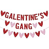 3 PCS Galentines Day Decorations Galentines Gang Banner with Love Heart Garland, Glitter Happy Galentine’s Day Banner Galentines Day Party Decor for Ladies Girls Friends Valentines Day Party Decor