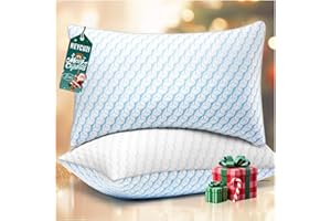 HEYCUZI Bed Pillows Queen Size for Sleeping - Cooling Down Alternative Breathable Soft Pillows Set of 2 for Side, Back, and Stomach Sleepers - Hotel Quality Fluffy Microfiber Fill Skin-Friendly