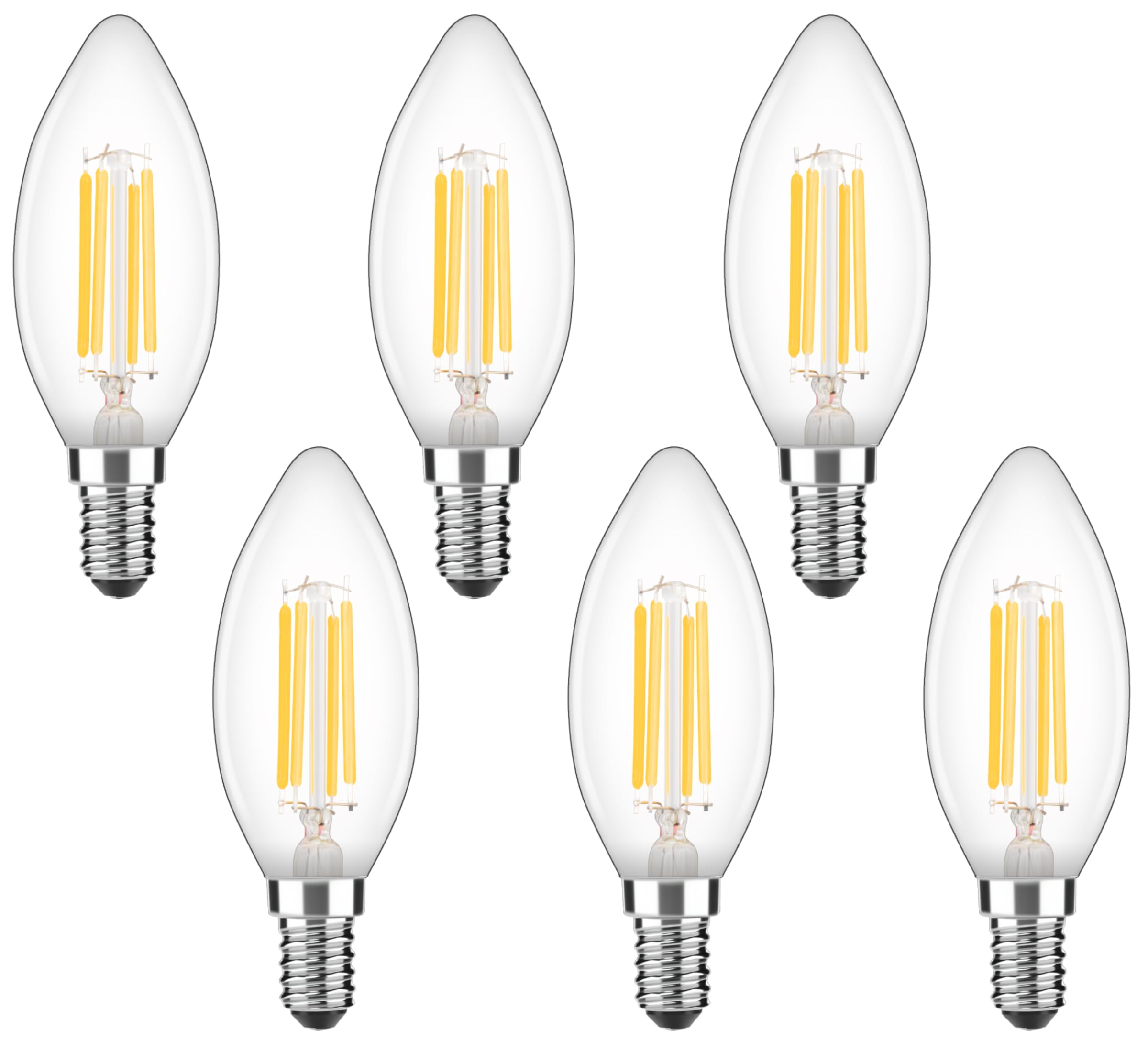 OUKAJO E14 LED Light Bulb, Dimmable 4W Warm White 2700K,400lm,Small Edision Screw,6 Count (Pack of 1)