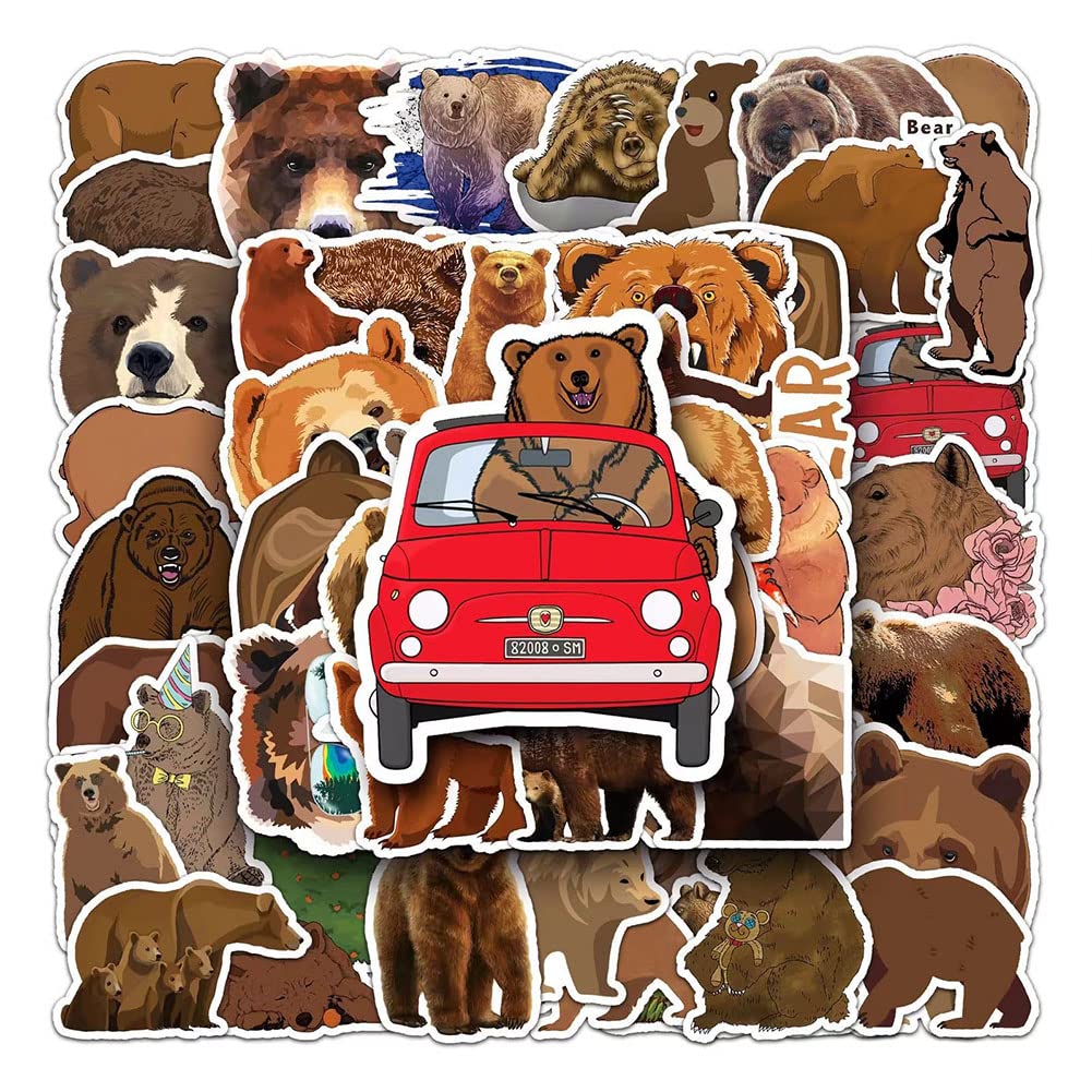 Brown Bear Stickers |50Pcs Brown Bear Waterproof Vinyl Decals