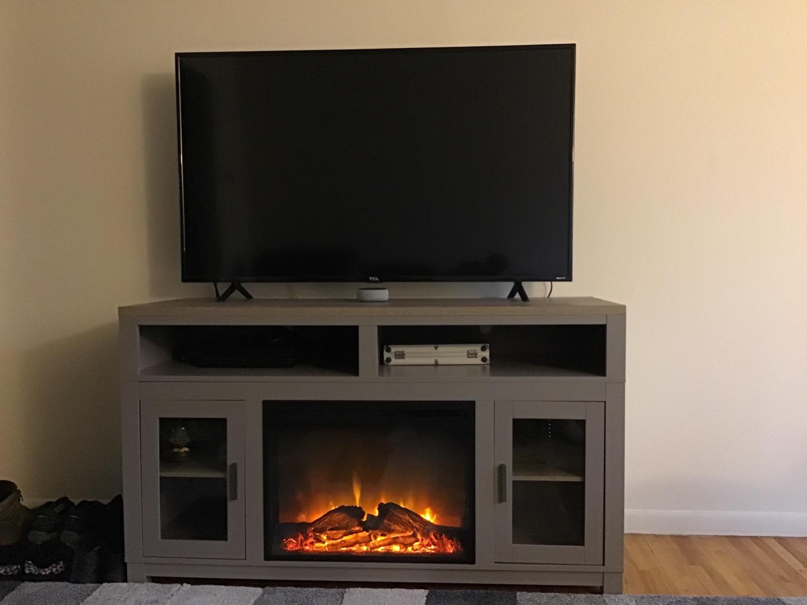 11/mo Finance Ameriwood Home Carver Electric Fireplace TV Stand for