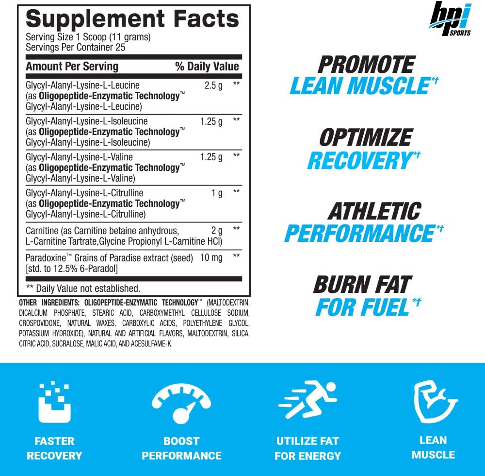 BPI Sports Best BCAA Shredded - Caffeine-Free Thermogenic Recovery Formula - BCAA Powder - Lean Muscle Building - Accelerated Recovery - Weight Loss - Hydration - Fruit Punch - 25 Servings - 9.7 oz.: Health & Personal Care