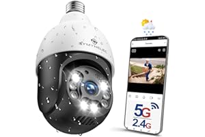 SYMYNELEC 5GHz/2.4GHz Light Bulb Security Camera Outdoor Waterproof 2.5K, Dual-Band WiFi Light Socket Security Camera with AI Human Motion Detection Tracking 4MP Color Night Vision Siren Alarm Alexa