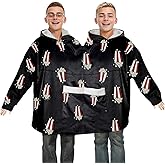 nezababy Matching Couples Pajamas Hoodies Funny Couple Onesies Two Person Flannel Blanket Clothes for Adult Bf and Gf