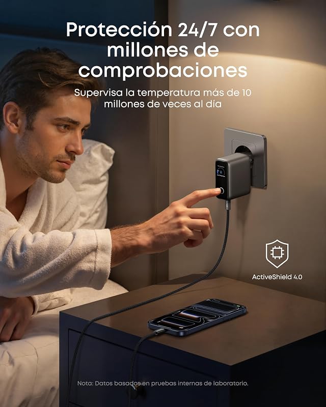 Cargador Carga Rapida USB C 100W con 3 Puertos GAN
