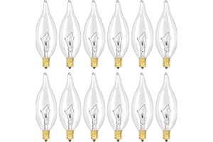 LinMiFo 12-Pack E12 B10 Clear Candelabra Base Bulb, 40W 120V Incandescent Candle Light Bulbs Dimmable Chandelier Light Bulbs for Pendants or Outdoor, Ceiling Fan, Wall Sconces, Fireplace (40, Watts)
