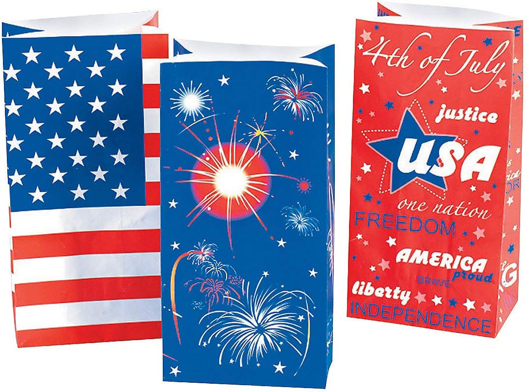 pic July 4Th Gift Bags fun express 4th of july paper bags for fourth of july party supplies bags paper treat bags fourth of july 12 pieces