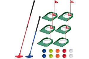 Lenwen Mini Golf Putting Set Include 2 Golf Putter Adjustable Length 2 Way for Right or Left Handed Golfers 10 Practice Balls 6 Putting Cup with Flags for Kids Indoor Gift Office Tournament