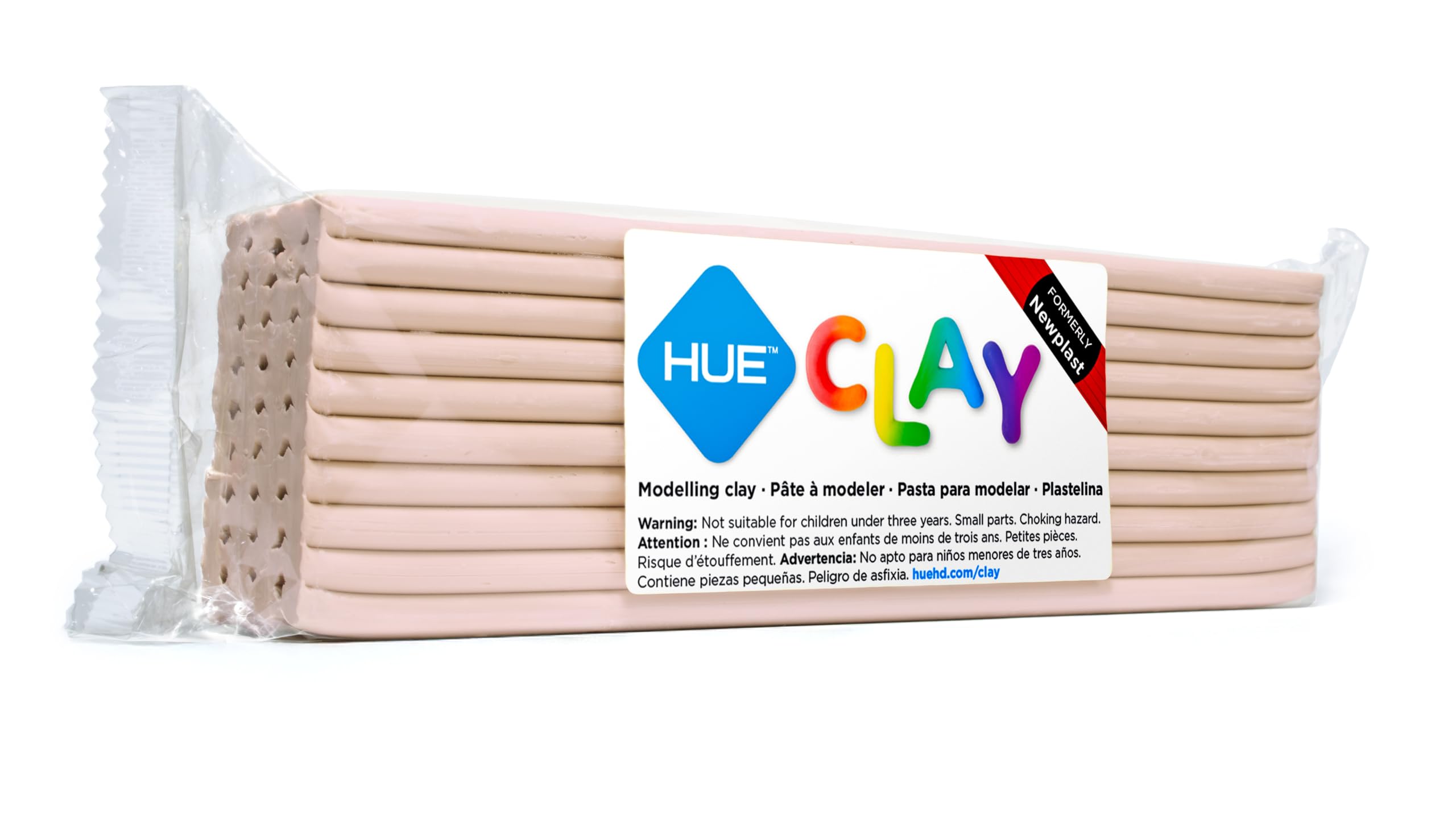 HUE Clay (Formerly Newplast) 500g, Pink - Firm, Reusable, Non-Drying, Oil-Based Modelling Material for Stop Motion Animation, Hobbyists & Sculptors. One Colour Layered Bar — image 1