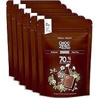 ChocZero 70% Dark Chocolate, Sugar free, Low Carb. No Sugar Alcohol, No Artificial Sweetener, All Natural, Non-GMO - (6…