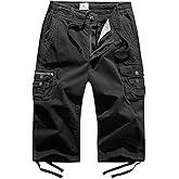 FOURSTEEDS Women's Mid Rise Cargo Capris Elastic Waist Drawstring Multi Pocket Working Tactical Hiking Cropped Cargo Pants