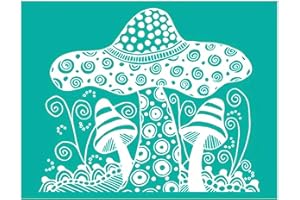 JAJADO Self Adhesive Screen Print Stencil Big Mushroom Stencil, Reusable Silk Screen Stencil Flower Paint Stencils Mesh Transfers Mushroom Craft Stencil for Painting on Wood, Fabric, Paper, Wall Home Decor