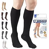 Truform 20-30 mmHg Compression Stockings for Men and Women, Knee High Length, Closed Toe, Black, Medium