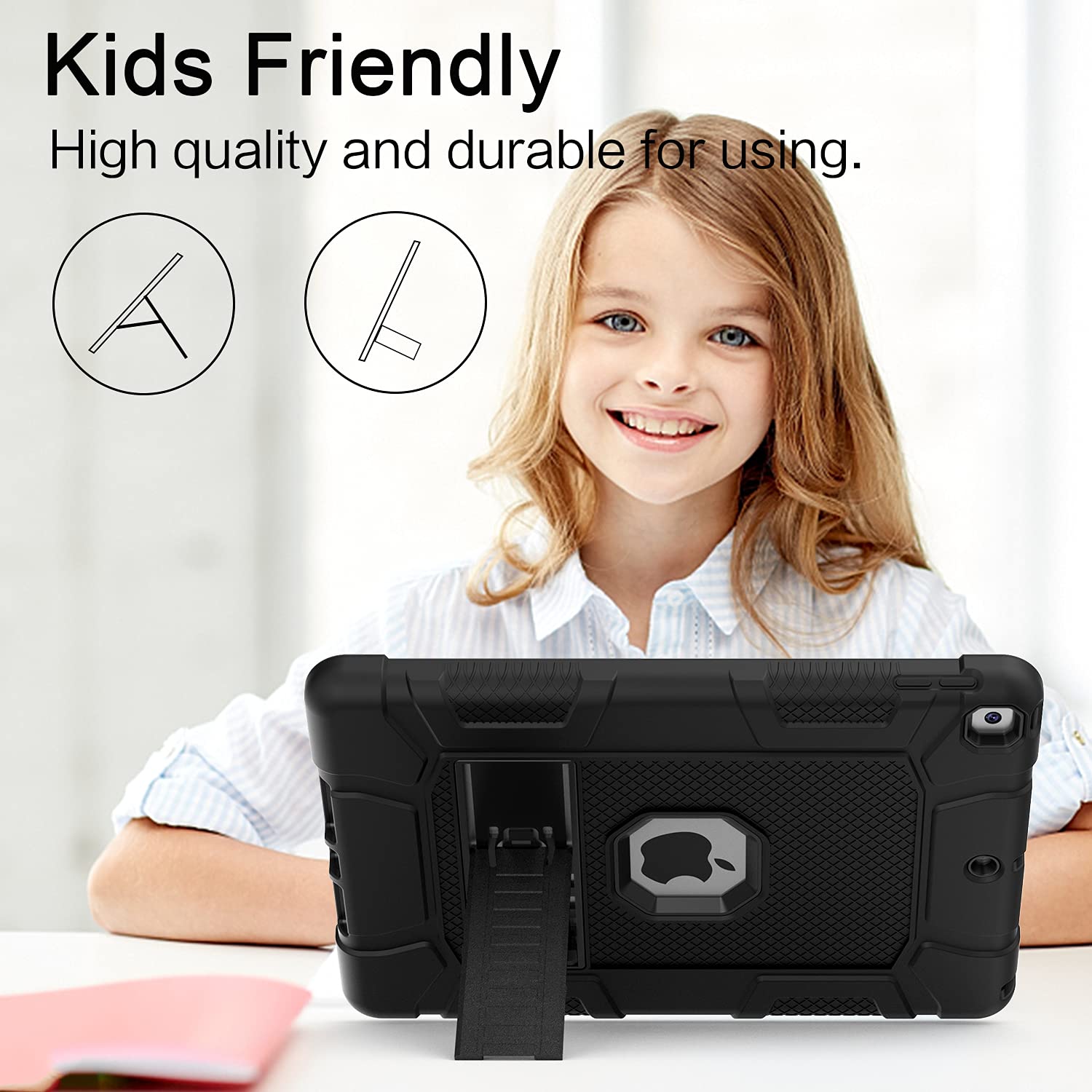 Case for iPad 9th Generation/iPad 8th Generation/iPad 7th Generation (10.2 Inch, 2021/2020/2019 Model), Slim Heavy Duty Shockproof Rugged Protective Case for iPad 10.2 inch, Black