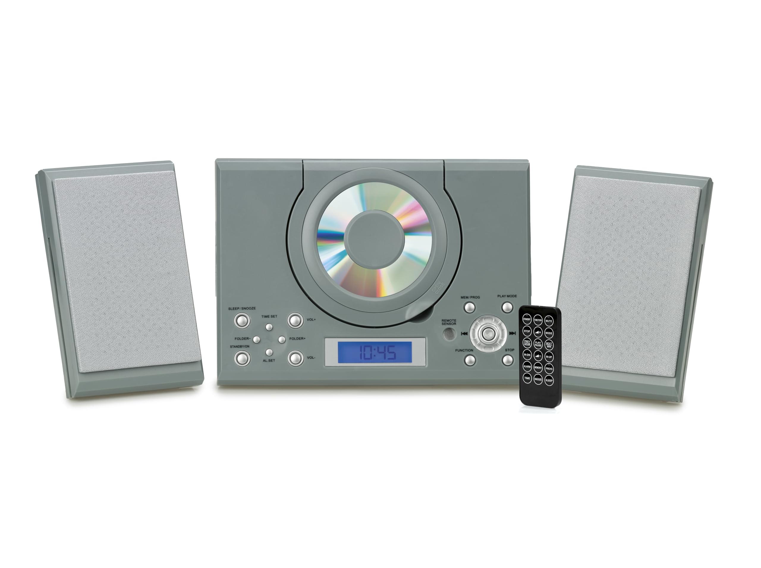 Grouptronics CD Player with Speakers - HiFi System for Home with Radio, USB, MP3, Clock Alarm & Remote - Compact Stereo System with Wall Mount Design - Small CD Players for Home - GTMC-101