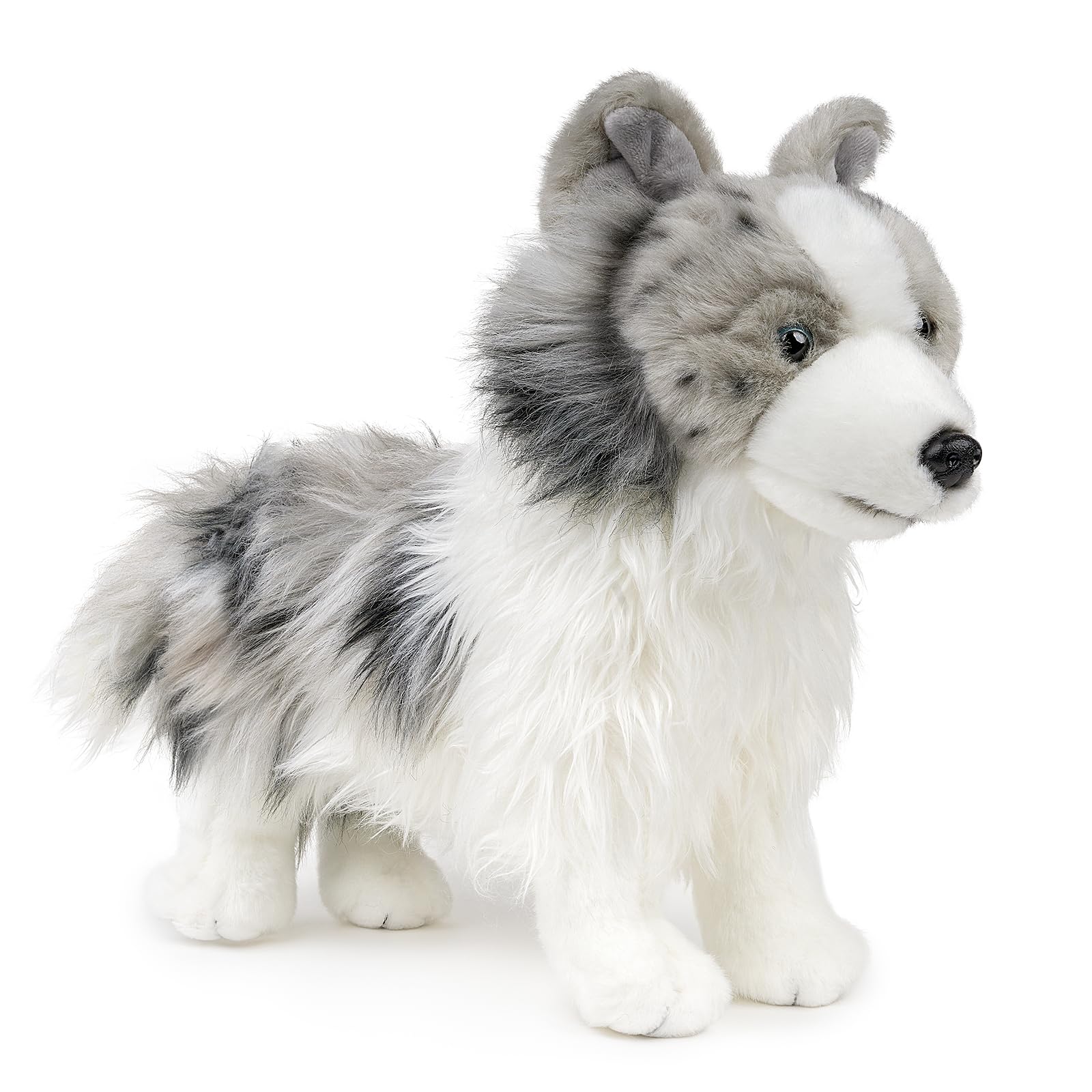 Tiny Heart Border Collie Animal Plush Toy 11.4in, Soft Border Collie Plush Toy Simulation Series, Soft Meteorite Border Collie Plush Toy Doll Pillow for Kids and Wildlife Lovers,Grey β image 1