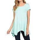 Shamaim Womens Short Sleeve Flattering Comfy Tunic Loose Fit Flowy Top