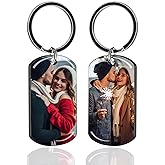 RSQGT Personalized Custom Keychain with Picture - Double Sided Engraving Photo Text Customized Key Chains for Men Boyfriend