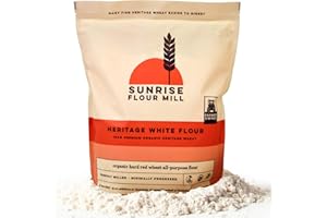 Sunrise Flour Mill Heritage Organic White Flour | USDA Organic All Purpose Flour Unbleached - Non-GMO, Kosher, Grown Without Glyphosate, High Protein for Baking, Unbromated White Wheat (80 Ounce (Pack of 1))