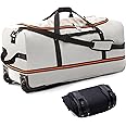Bagenerous 32” Soft Sided Foldable Duffel Bag without Telescopic Handle,110L 140L Expandable Rolling Travel Bag with 2 Wheels,Multiple Compartments,Grey