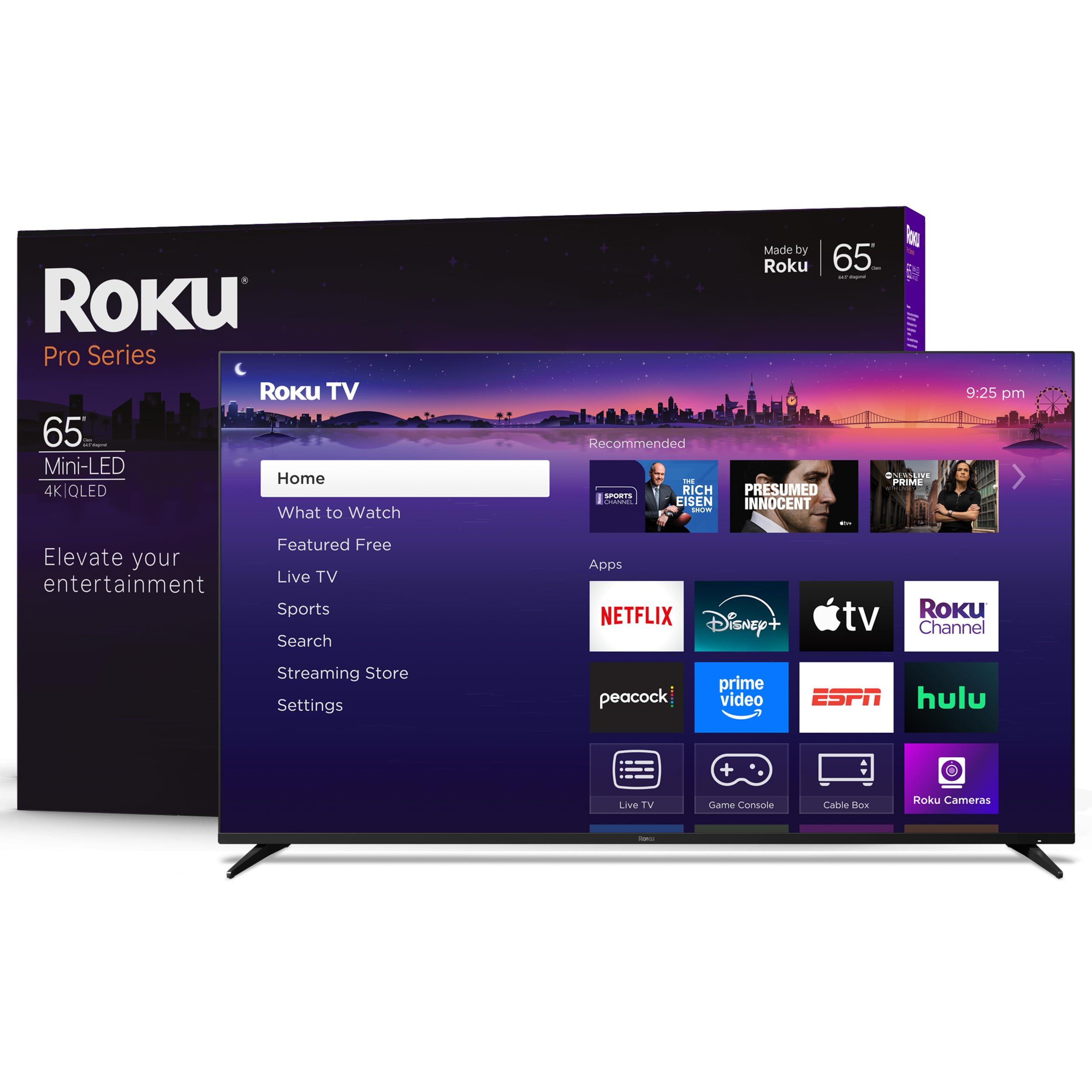 Roku Smart TV 2025 – 65-Inch Pro Series, Mini-LED TV – RokuTV with Backlit Voice Remote Pro – Flat Screen 4K QLED Television with 120Hz Refresh Rate & Dolby Vision IQ, Live News, Sports, Entertainment
