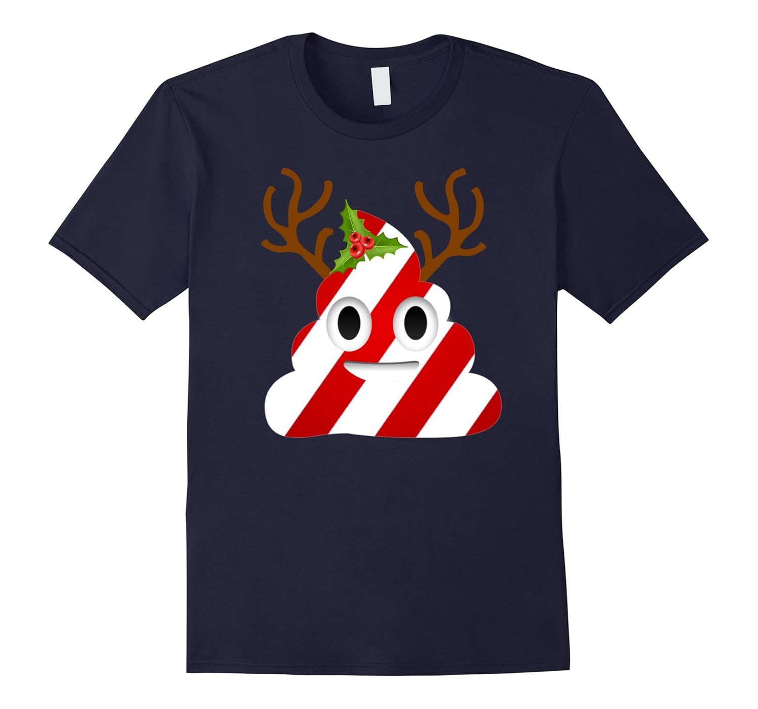 Christmas Funny Emoji Poop Reindeer T-shirt-ANZ