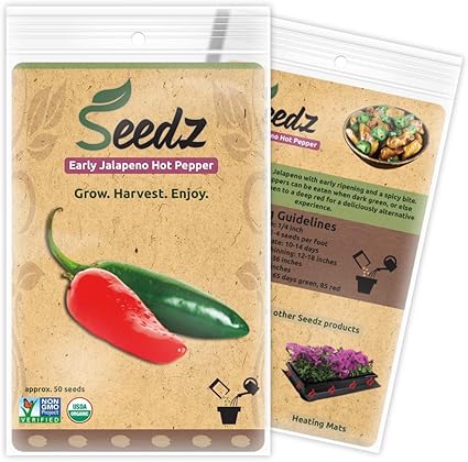 Amazon Com Organic Pepper Seeds Appr 50 Jalapeno Pepper Heirloom Vegetable Seeds Certified Organic Non Gmo Non Hybrid Usa Garden Outdoor