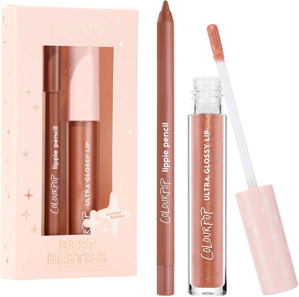 ColourPop Best Besties Lip Pencil & Gloss Duo - Shimmery Nude Lip Combo for Definition & Shine - Includes Shades BFF 2 & It G