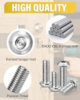 Caianwin M5 x 16mm Bolts 100Pcs Hex Socket Button Head 304 Stainless Steel view 3