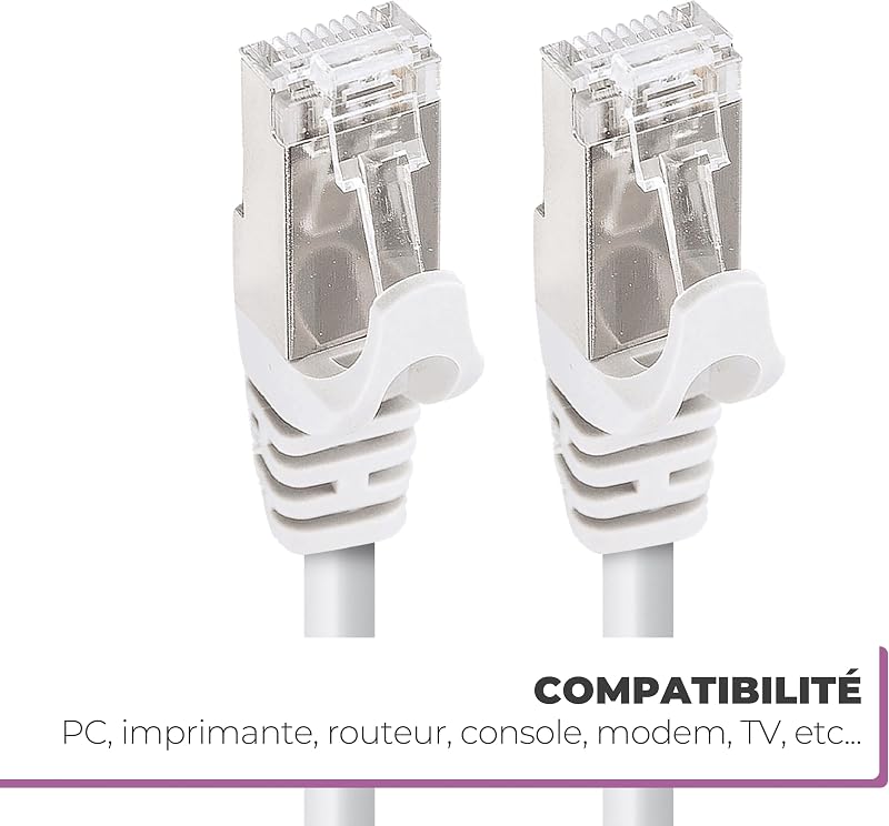 Câble Ethernet Cat 7, 20M, RJ45 Réseau 10Gbps 600MHz, Blindé S/FTP, Cordon Internet Très Haut Débit, Compatible avec PC Modem Routeur TV Box Xbox Switch PS5 PS4 Gaming, 560359