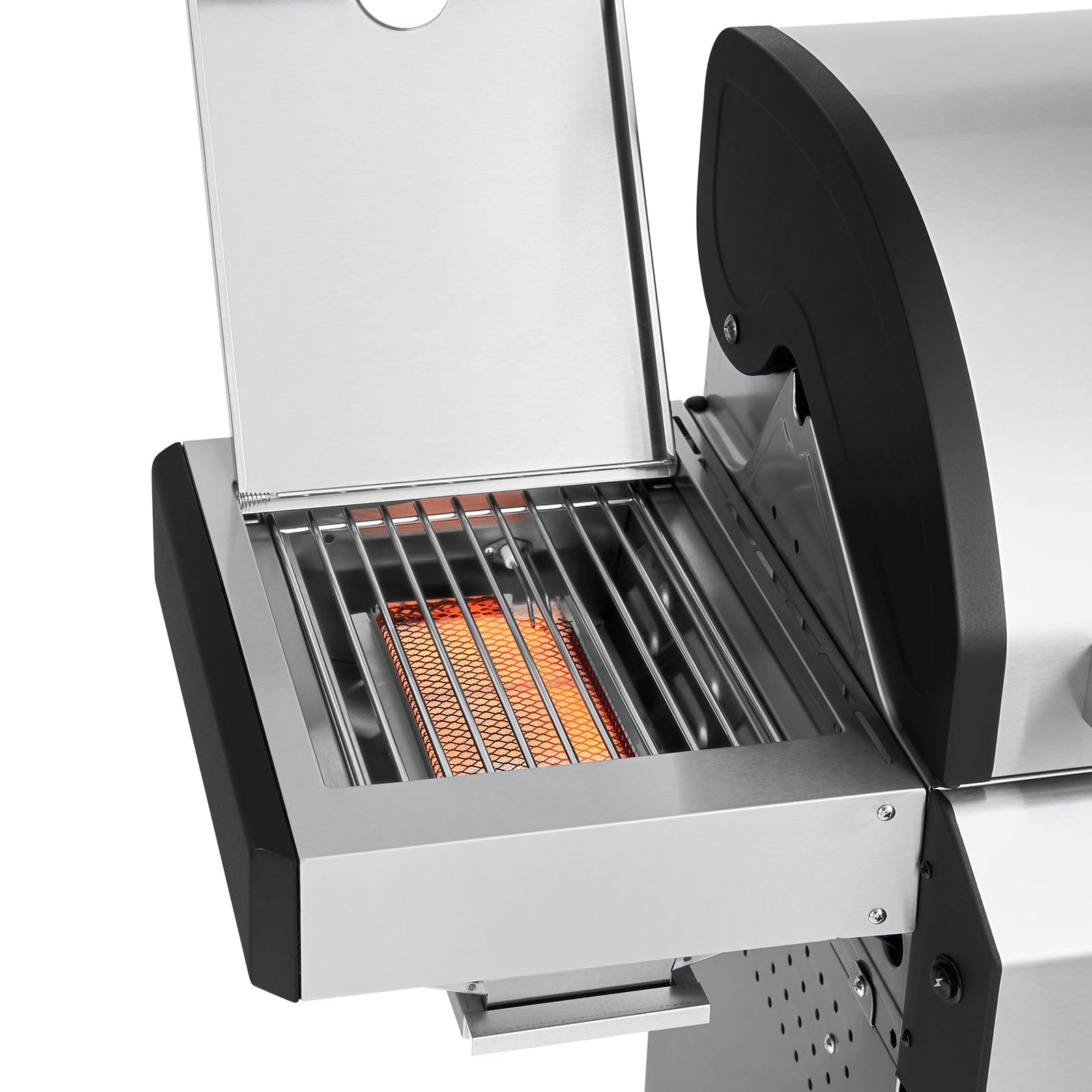 BURNHARD 2-Brenner Gasgrill FRED Jr. Deluxe Series 3 inkl. 900°C Infrarot-Keramikbrenner, Edelstahl-Grillrost, Grillabdeckung, Edelstahl Grillwagen + klappbare Seitentische 8